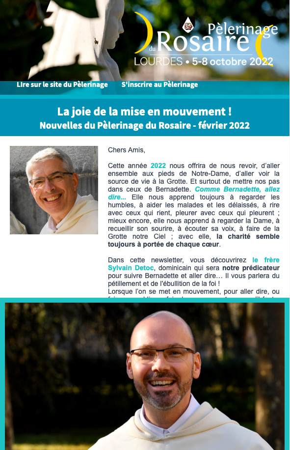 Nouvelles du Pèlerinage du Rosaire - février 2022