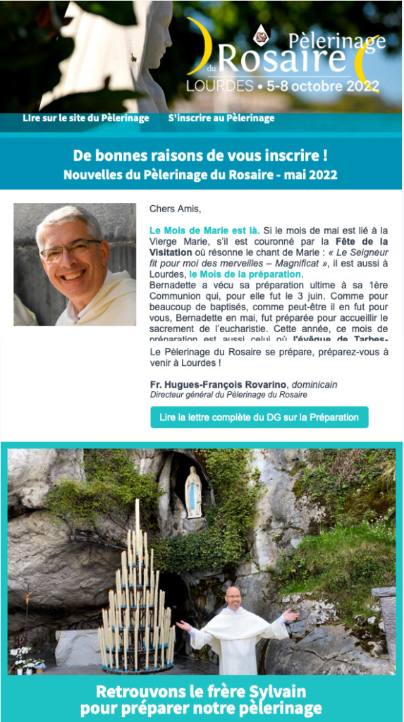 Nouvelles du Pèlerinage du Rosaire - mai 2022