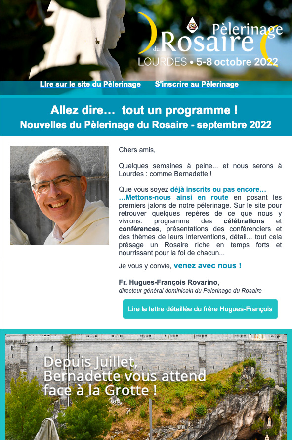 Nouvelles du Pèlerinage du Rosaire - septembre 2022