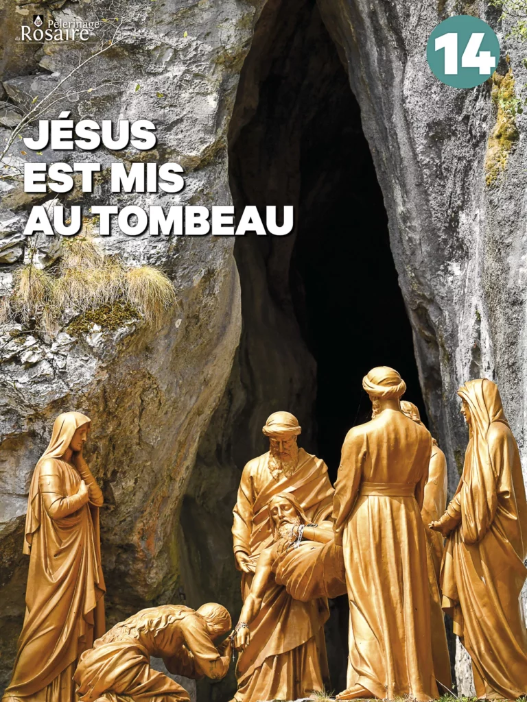 Jésus mis au tombeau, statue Lourdes